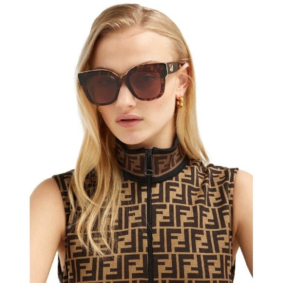 NEW Fendi F is FENDI Havana Cat Eye Square Sunglasses main image 15